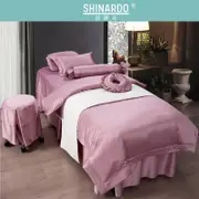 SHINARDO 春季 夏季冰感美容床罩 天絲美容床罩四件組 素色紋繡按摩美容床套