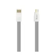 Reiko Flat Magnetic Gold Plated Micro USB Data Cable 0.7 Foot in Gray | MaxStrat