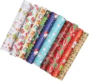 COLLBATH Scrapbooking Christmas Wrapping Paper Set 20 Pcs Crepe Craft Paper Christmas Themed Patterns for Packaging