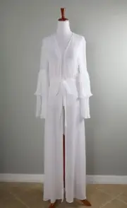 BCBG MAX AZRIA NWT $248 Pleated Sleeve Optic White Kimono Jacket Top Size Small