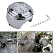 Waterproof Motorcycle Mount Handlebar Clock - Universal Quartz Clock for Motorcycles Black Silver