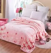 200x230cm Queen Size Super Soft Warm Fluffy Blanket Double Layer Mink Blanket Double Bed Linen Thick Winter Warm Throw (New Pink Flower)