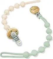 MumEZ Silicone Dummy Clip - 2 Pcs Dummy Clip Boys Girls - Pacifier Clips and Dummy Holder - Soother Chains - One-Piece Design (Apricot+Sage)