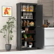 Costway4 Door Kitchen Pantry with 6-Tier Shelves for Dining Room-Black