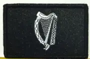 Ireland Irish Harp Flag Patch W/ VELCRO® Brand Fastener Black & White Version #1