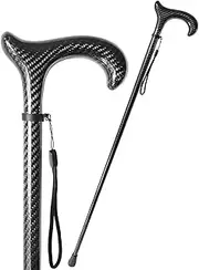Carbon Fiber Walking Cane - Lightweight Portable Cane with Wrist Strap and T Handle for Seniors & Adults, Ergonomic, Sturdy Carbon Fiber Cane,37.8"