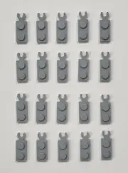 LEGO PART #78256 PLATE MODIFIED 1x2 w/VERTICAL CLIP LIGHT BLUISH GRAY NEW x20