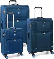 [MODO BY RV RONCATO] Set of 3 Trolley 4R Star 2.0 Blue, Blue, Set of 3 Soft suitcases, Blue, Set of 3 Soft suitcases