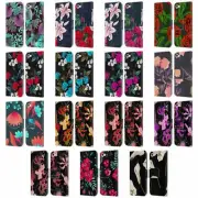HAROULITA GORGEOUS DARK FLOWERS LEATHER BOOK CASE FOR APPLE iPOD TOUCH MP3