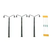 3x HO Model Railway Lights Lattice Mast Light Track TT Model Building Layout