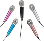 ibasenice 5Pcs Mini Microphone Portable Phone Compatible Recording Microphones for Karaoke Singing Podcasting Interviewing Lightweight and Easy to Use