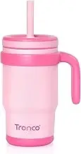 Tronco 14 oz Kids Insulated Tumbler with Handle & Spill-Proof Silicone Straw, BPA-Free Stainless Steel Toddler Cups with Lids, Splash-Proof Kid Drinking Cup Travel Mugs, Easy to Clean