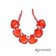 10 Cubic Zirconia Flat Pear Briolettes Beads 6x6mm Orange Red #64160