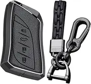 Remote Key Fob Cover with Keychain Fit for Lexus ES250 ES300h ES350 NX250 NX350 NX350h NX450h+ LX600 RX350h TX350 GX550 LC500 LS500 RX350 RX450h+ Smart Key Shell Case-A Black