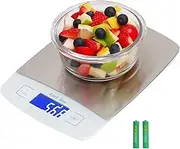 April Bee 10kg/1g Kitchen Scale Digital Food Scale for Baking Cooking Coffee Weight Loss, Food Grade Stainless Steel and Tempered Glass, White