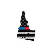 Distressed Thin Blue Red Line Idaho State Shaped Subdued US Flag Sticker
