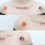 🍒韓國INS風彩色星球紋身貼防水男女持久仿真月亮太陽星星情侶刺青