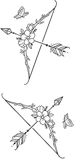 Temporary Tattoos,Bow Arrow Butterfly,Butterfly Tattoos,Lasts 1-2 Weeks,Real Tattoo Look,Resilience,Water-Resistant,18 x 11 cm