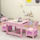 HONEY JOY 3 in 1 Kids Table and Chairs Set 3-Piece Draw Play Desk w/Storage Box