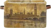 Vintage London Buildings Fabric Box, Decorative Rectangle School Organizer Storage, Set of 2