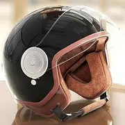 Children's Open Face Motorbike Helmet with Visor, Half Face Scooter Cruiser Helmet, Suitable for Women's Men's Moped Bobber Cafe Racer Vintage Street Bike Helmet ECE Approved D,50~64cm