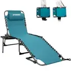 Outdoor Folding Chaise Lounge Chair with Side Table for Patio, Pool, Lawn, Be...
