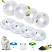 Cat Fountain Filter Pack of 8 Filter Cat Fountain Filter for Cat Fountain with Carbon Filter and Foam Filter Drinking Fountain Cat Replacement Filter for Cats and Dogs for 3L Flower Drinking Fountain