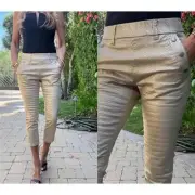 Bevy Flog Gold Patterned Dafna 7/8 Capri Pants Sz. 24 NWT!