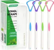 4 Pack Tongue Brush Scrapers Tongue Cleaner Helps Fight Bad Breath