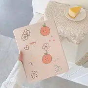 Orange & Flower Print iPad Case As Shown In Figure - iPad pro / Air 3 (10.5)