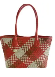 Brahmin Sassy FIRECRACKER Woven Luxe Leather CROCO Orange Multi Purse Tote $298