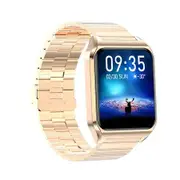 2022 NEW Watch Smart Heart Rate Sleep Monitor bluetooth call temperature detection Col.Gold Steel Wristband