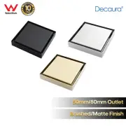 Square Tile Insert Shower Drain Grate 50mm/80mm Waste Outlet Brushed/Gold/Black
