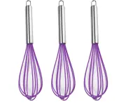 Silicone Whisk, Sturdy Color Balloon Line Whisk Set of 3 Pieces, Upgraded Kitchen Mixer, Chef's Best Kitchen Tools-Purple