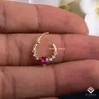 Ria 14K Septum Nose Ring in Gold with Heart Pink Diamond Clicker Daith Piercing