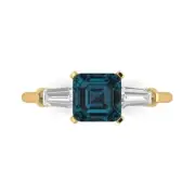 1.62Ct Square Emerald Cut Natural London Blue Topaz Solid Gold Engagement Ring