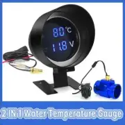 Car Water Temperature Gauge + Voltmeter With Water Temperature Sensor 2 in 1 LCD