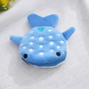 Cute Small Whales Coin Purse Plush Zipper Coin Wallet Shark Shape Designer Blue