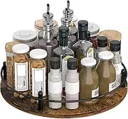 Turntable Organiser, 360° Rotating Spice Rack, Round Kitchen Organiser, 30 cm, Wooden Turntable with Non-Slip Underlay for Cupboard, Refrigerator, Kitchen, Café, Work Plate, Storage