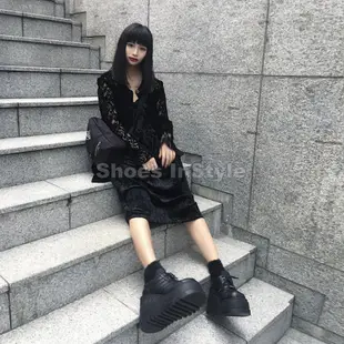 Shoes InStyle 美國 DEMONIA 原廠正品龐克歌德蘿莉厚底帆布楔型鞋 踝靴 有大尺碼『黑色』