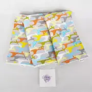 Baby Burp Cloths 3 Pack Giraffe Print Grey Yellow Toweling Backed Handmade New