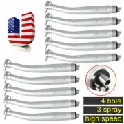 10pcs Dental Triple Way Spray High Speed Turbine Handpiece Press Button 4 Holes