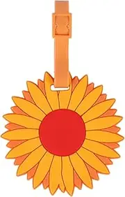 [SAISHUO] Sunflower Luggage Tags for Suitcases - 1 Pack Silicone Colorful & Funny Luggage Tag with Name ID Card Funny Suitcase Label for Women Men (Sunflower)