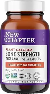 New Chapter Calcium Supplement – Bone Strength Whole Food Calcium with Vitamin K2 + D3 + Magnesium, Vegetarian, Gluten Free 270 count (3 month supply)