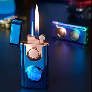 Cool Windproof Lighter Unique Dual Jet And Flame Gas Flint Wheel Ignition 2025