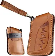 TECART Leder Key Case Fit for Lexus Ux200 Ux250H Keychain Smart Remote Key Fob Cover Key Shell Protector 4 Button Brown