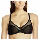 Claudette Women's Fishnet Plunge Bra, Licorice Black, 36C