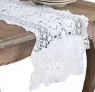 Handmade Vintage White Cotton Crochet Lace Table Runner