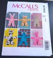 McCalls CRAFTS Pattern M7849 ~ Soft Stuffed Animal Toys ~ Bear ~ Llama ~ Rabbit