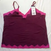 Purple Modal Camisole with Pink Lace by Hillard & Hanson - Size XXL